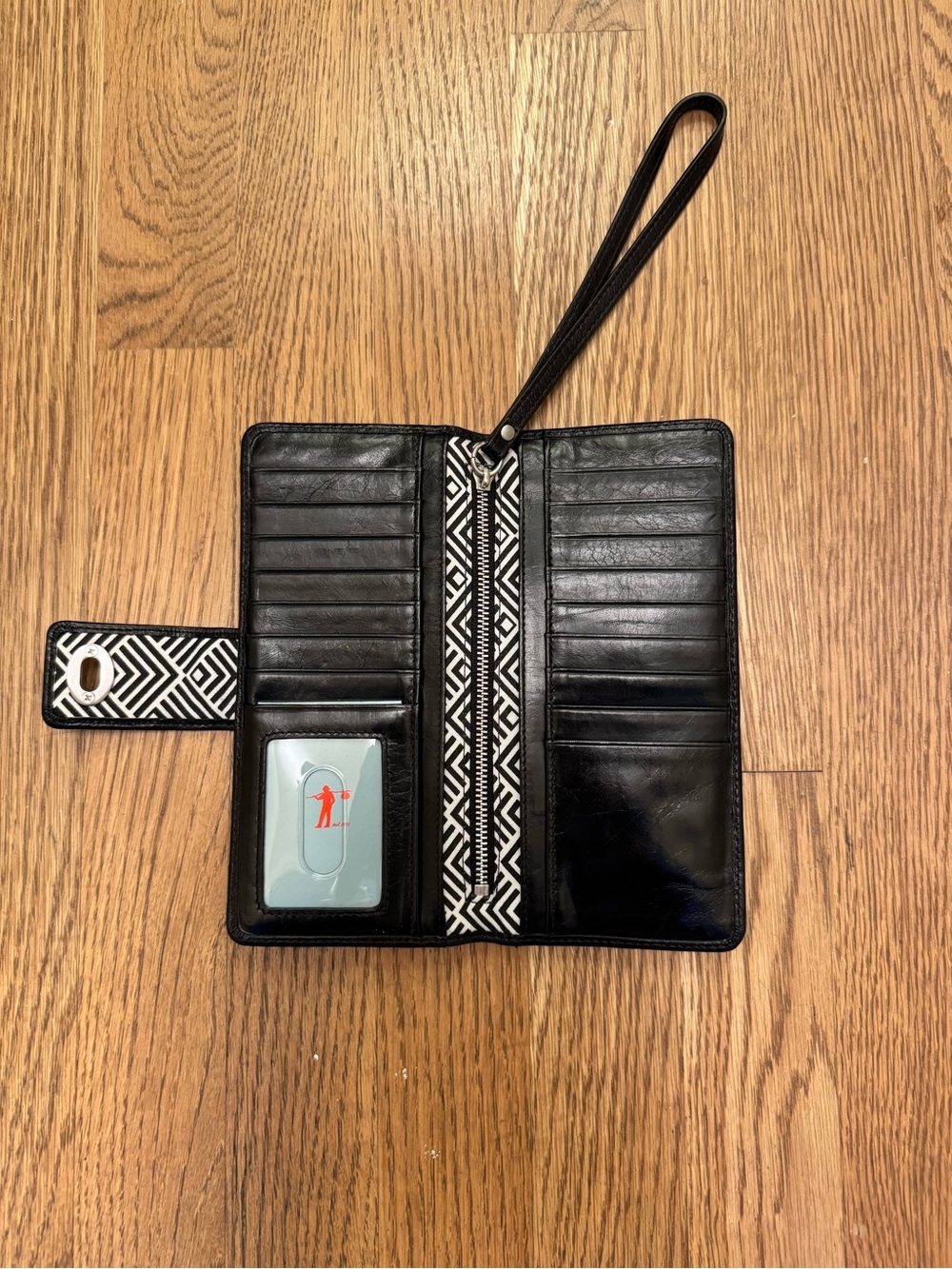 HOBO Black Wristlet Wallet with Geometric Accent - NWT